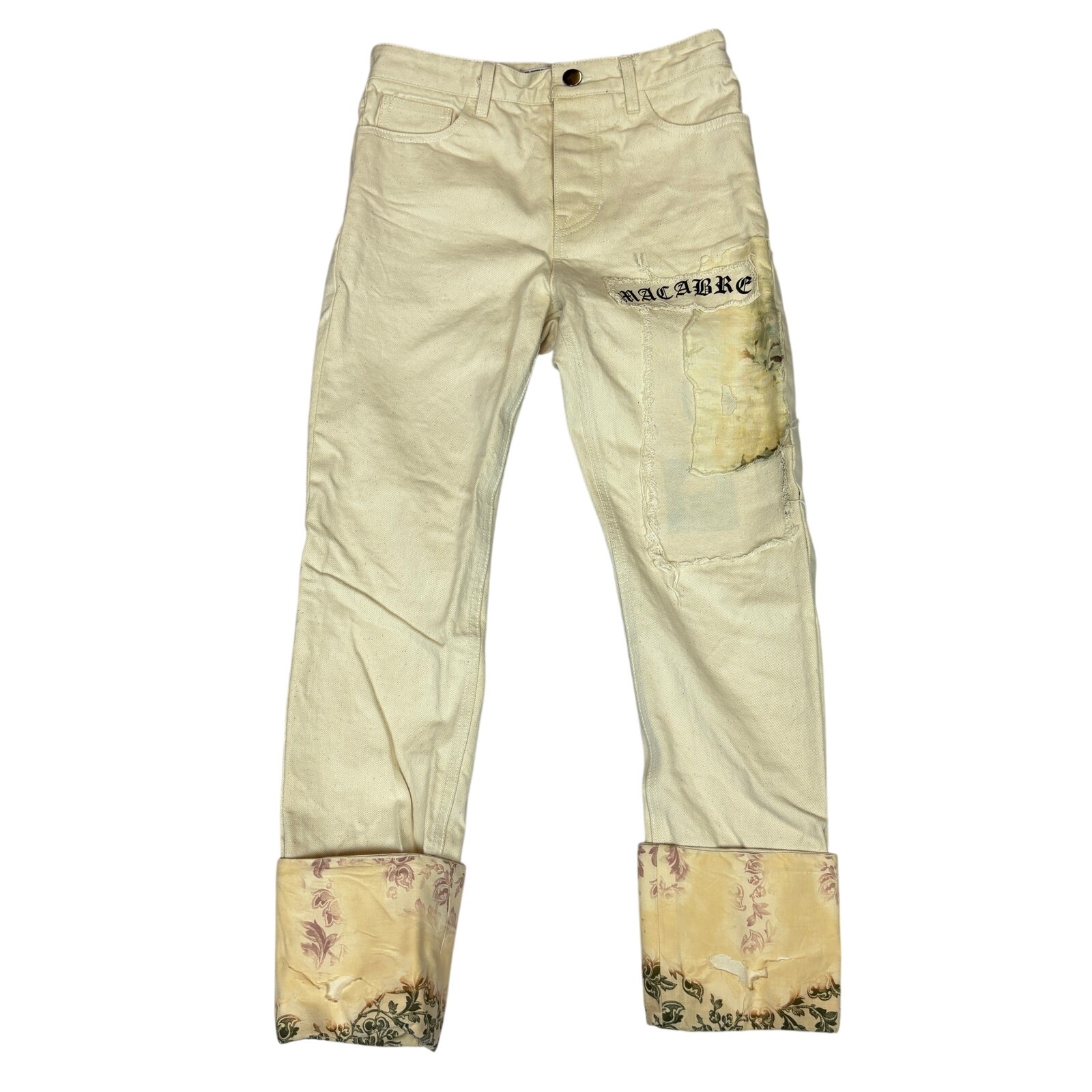 $503 Hyein Seo Ss18 Patchwork Denim Jeans Crop Women's 1 Small 28x27